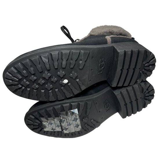 UGG Bodie Fur Lace Up Boots Womens 8 Cozy Waterproof Outdoors Suede New - Picture 9 of 9